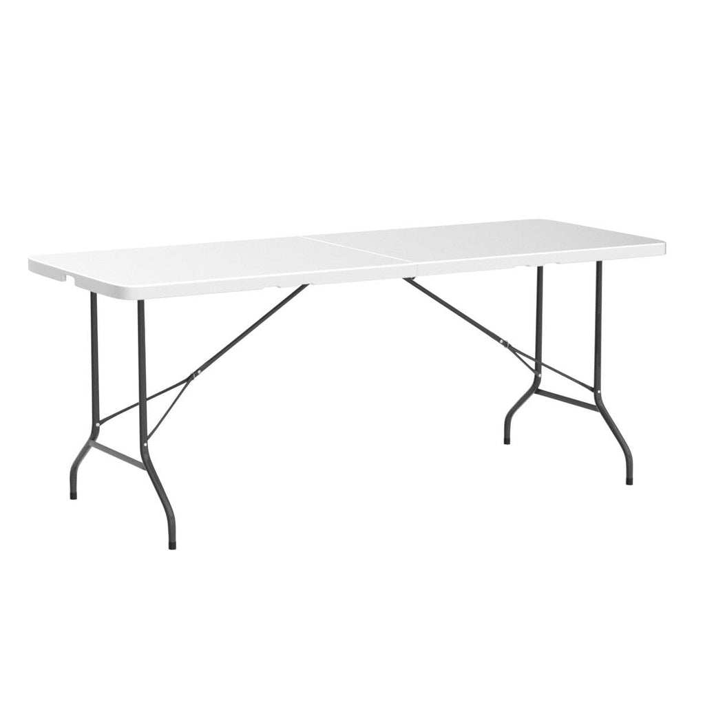 6 ft Heavy Duty Plastic Folding Table with Steel Legs, White X69171
