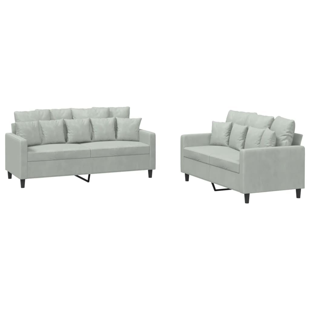 Light Gray Velvet 2 Piece Sofa Set F955000