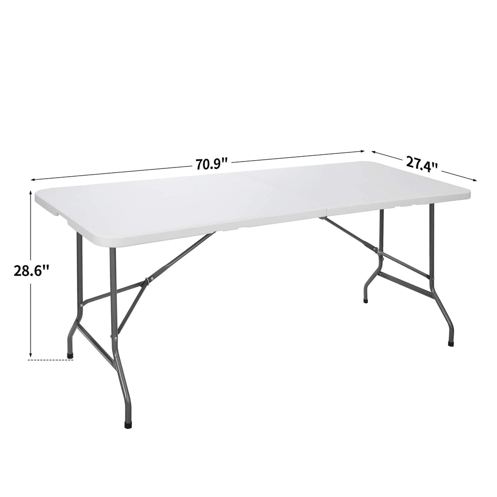 6 ft Heavy Duty Plastic Folding Table with Steel Legs, White X69171