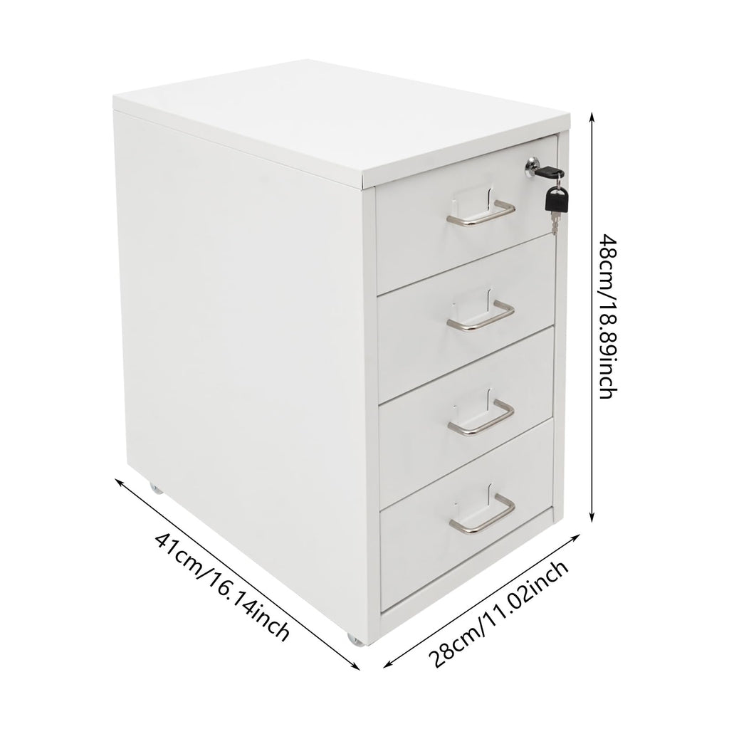 White 4-Drawer Mobile File Cabinet with Lock N6870