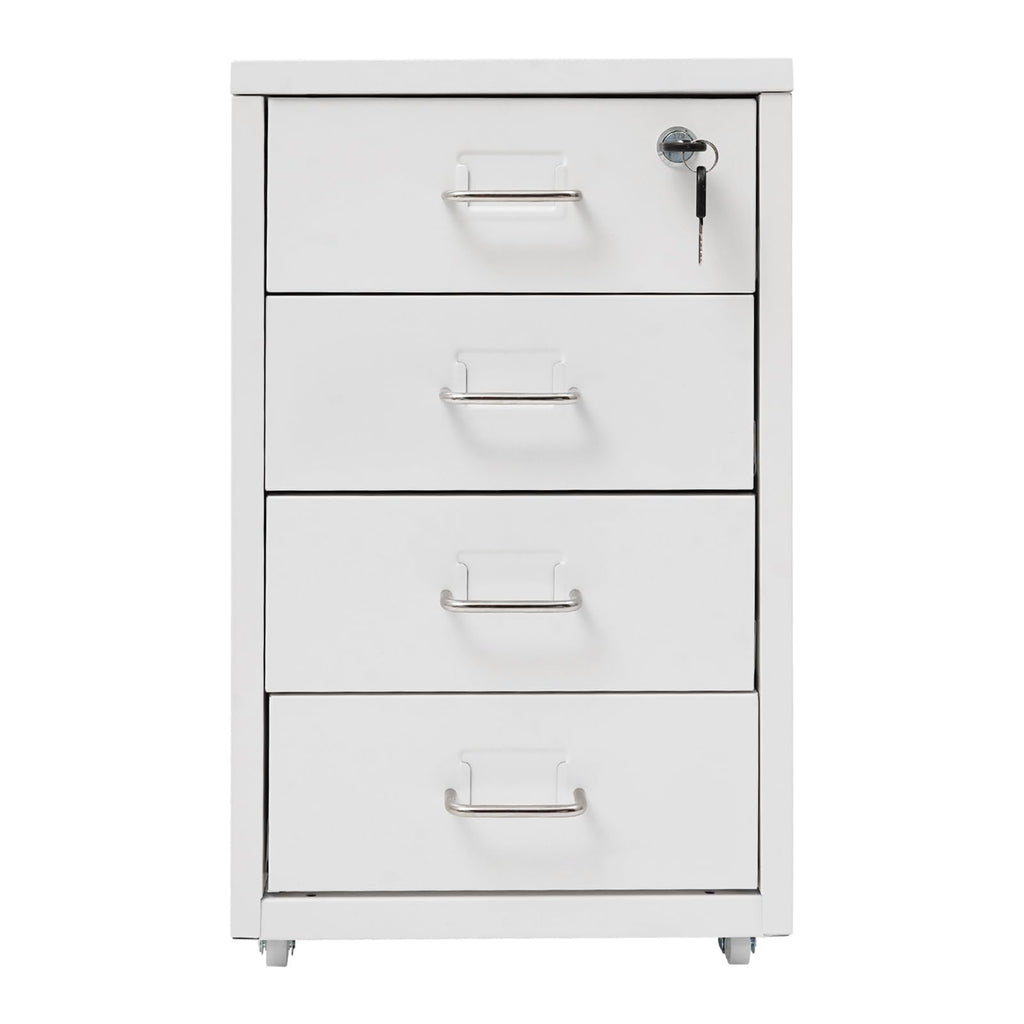 White 4-Drawer Mobile File Cabinet with Lock N6870