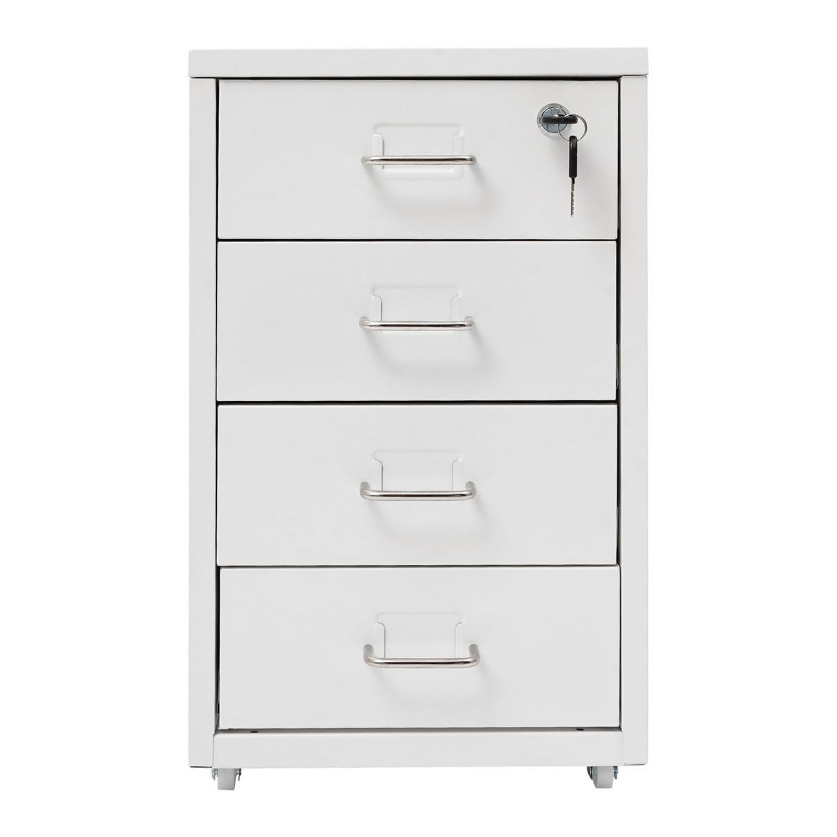 White 4-Drawer Mobile File Cabinet with Lock N6870