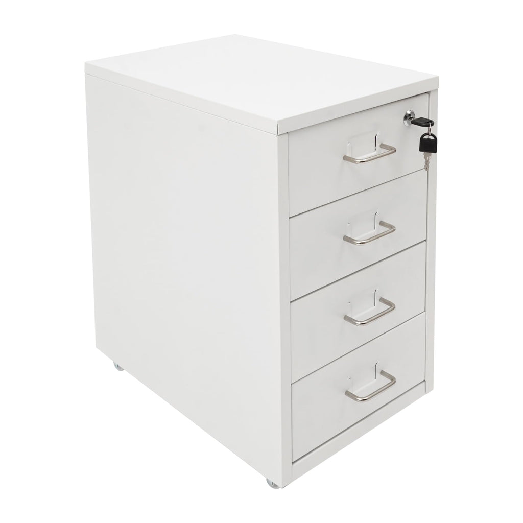 White 4-Drawer Mobile File Cabinet with Lock N6870