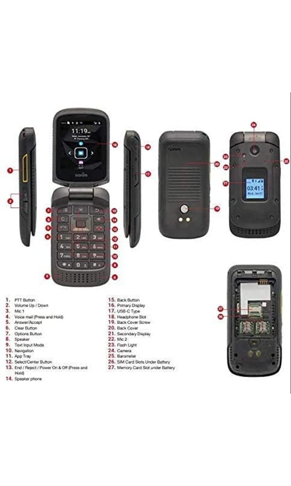 4G LTE Ultra Rugged Flip Phone Black O4629