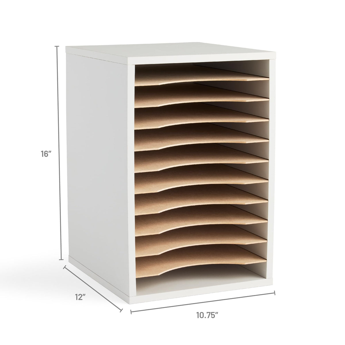 11 Compartment Gray Wood Literature Organizer Y57029
