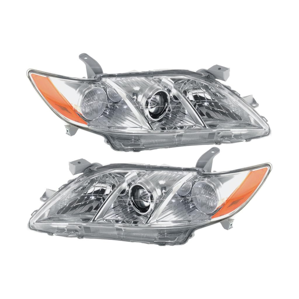 Toyota Camry 2007 2008 2009 Headlights Driver And Passenger Side Pair Amber Clear Lens Z91057