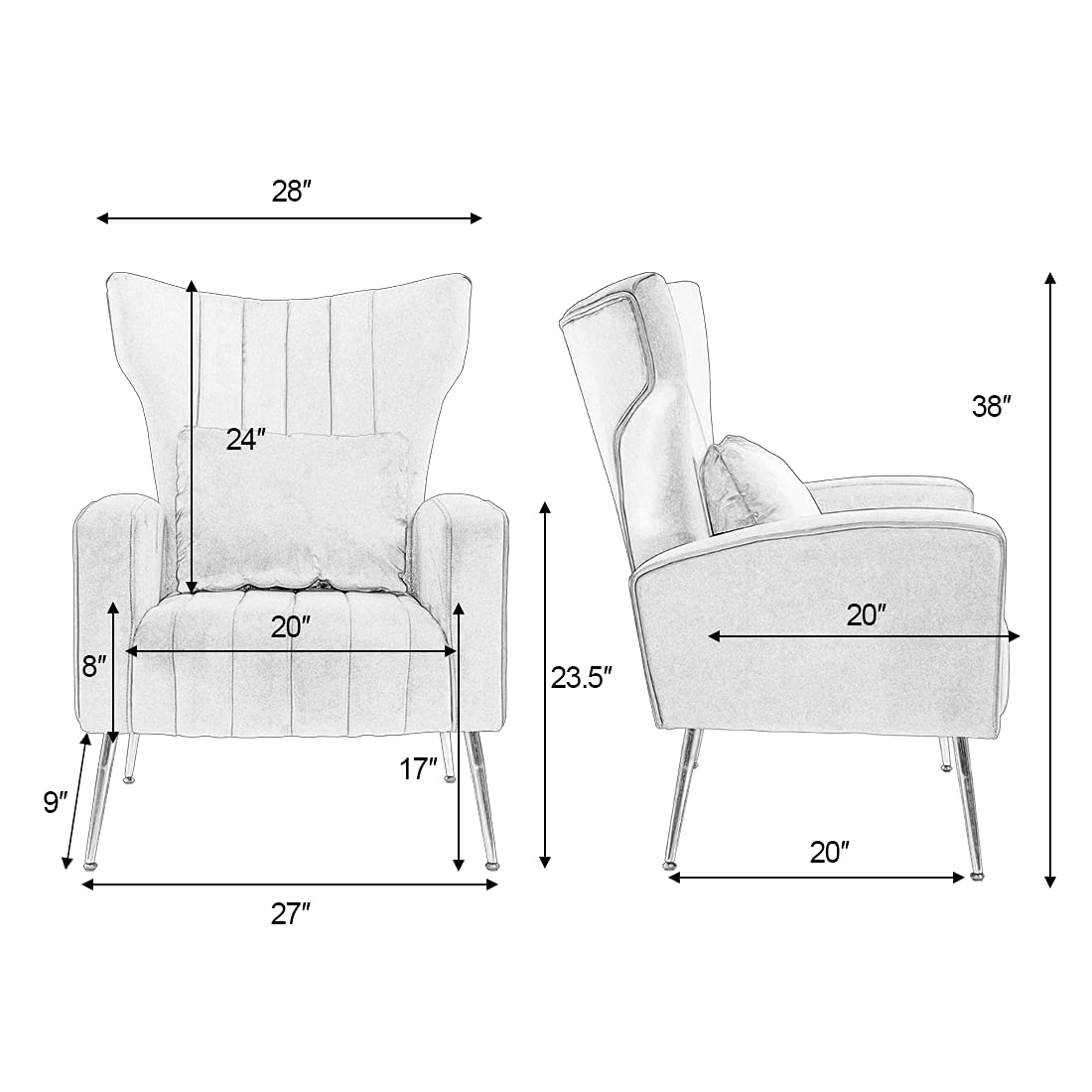 Velvet Accent Chairs Set of 2 Green U675