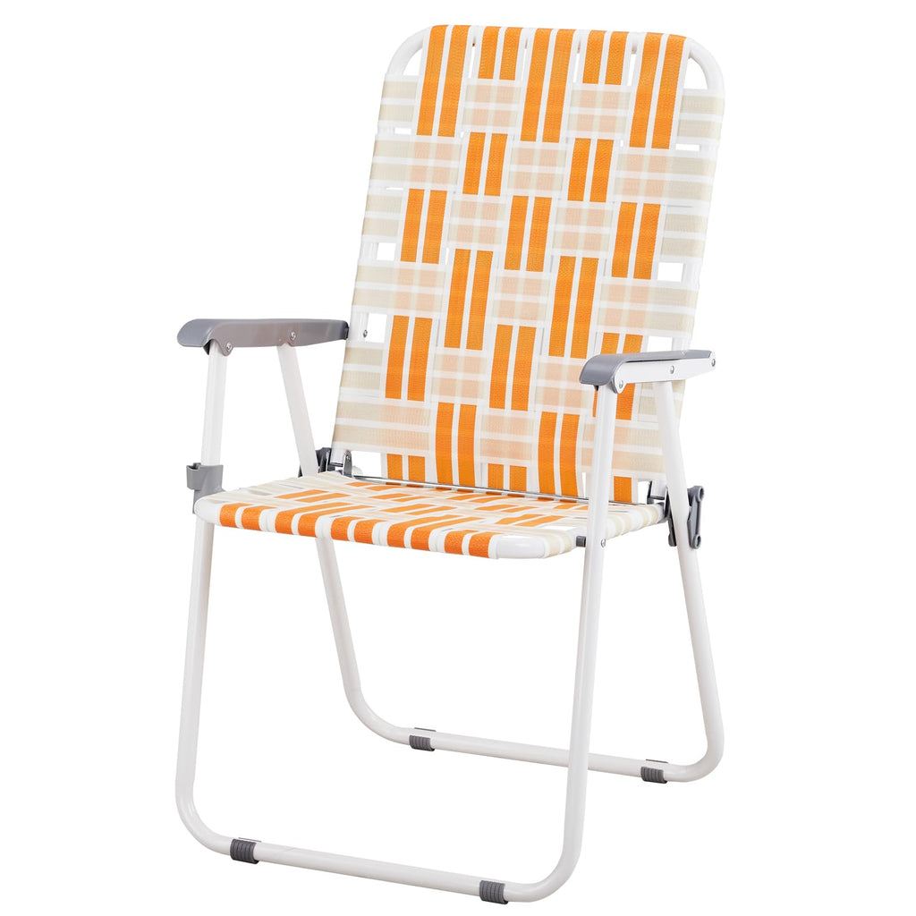 Orange & White Webbed Folding Chairs Set of 2 D225198