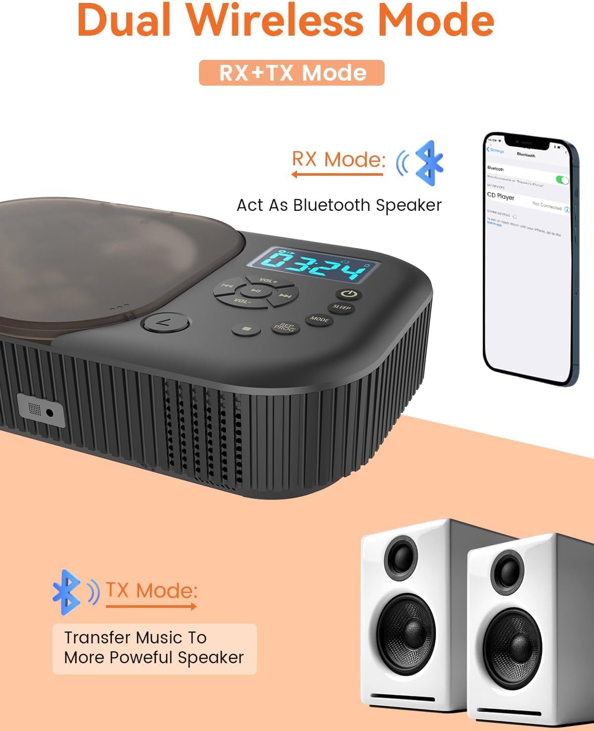 Portable Dual Stereo CD Player Black A26598