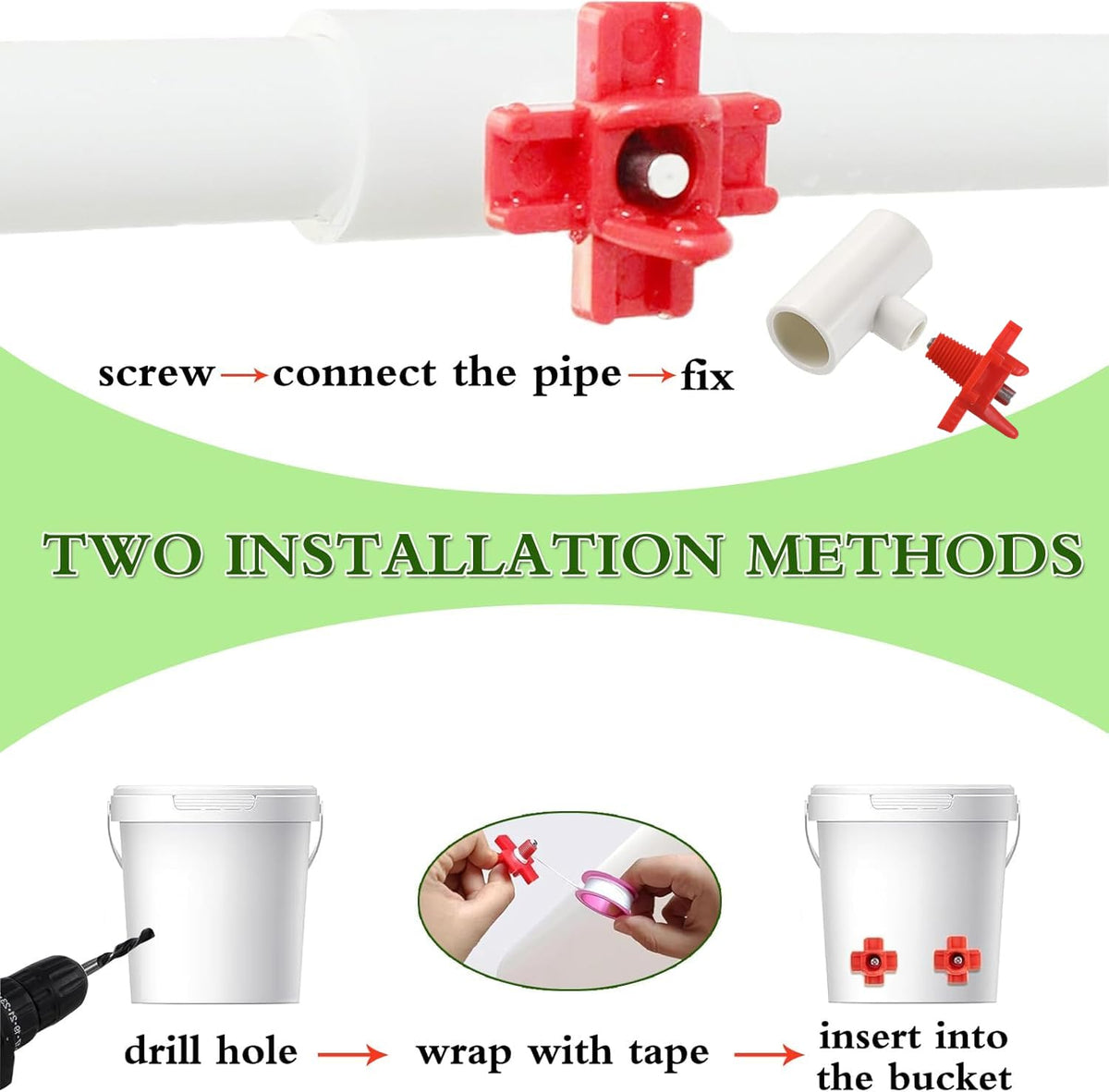 15 Pack Automatic Poultry Waterer with PVC Tee Fittings H70518