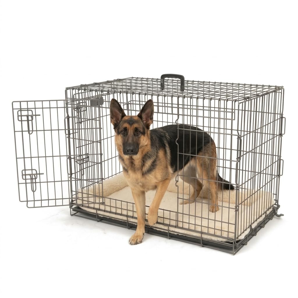 48inch 2-Door Foldable Metal Wire Dog Crate A75636