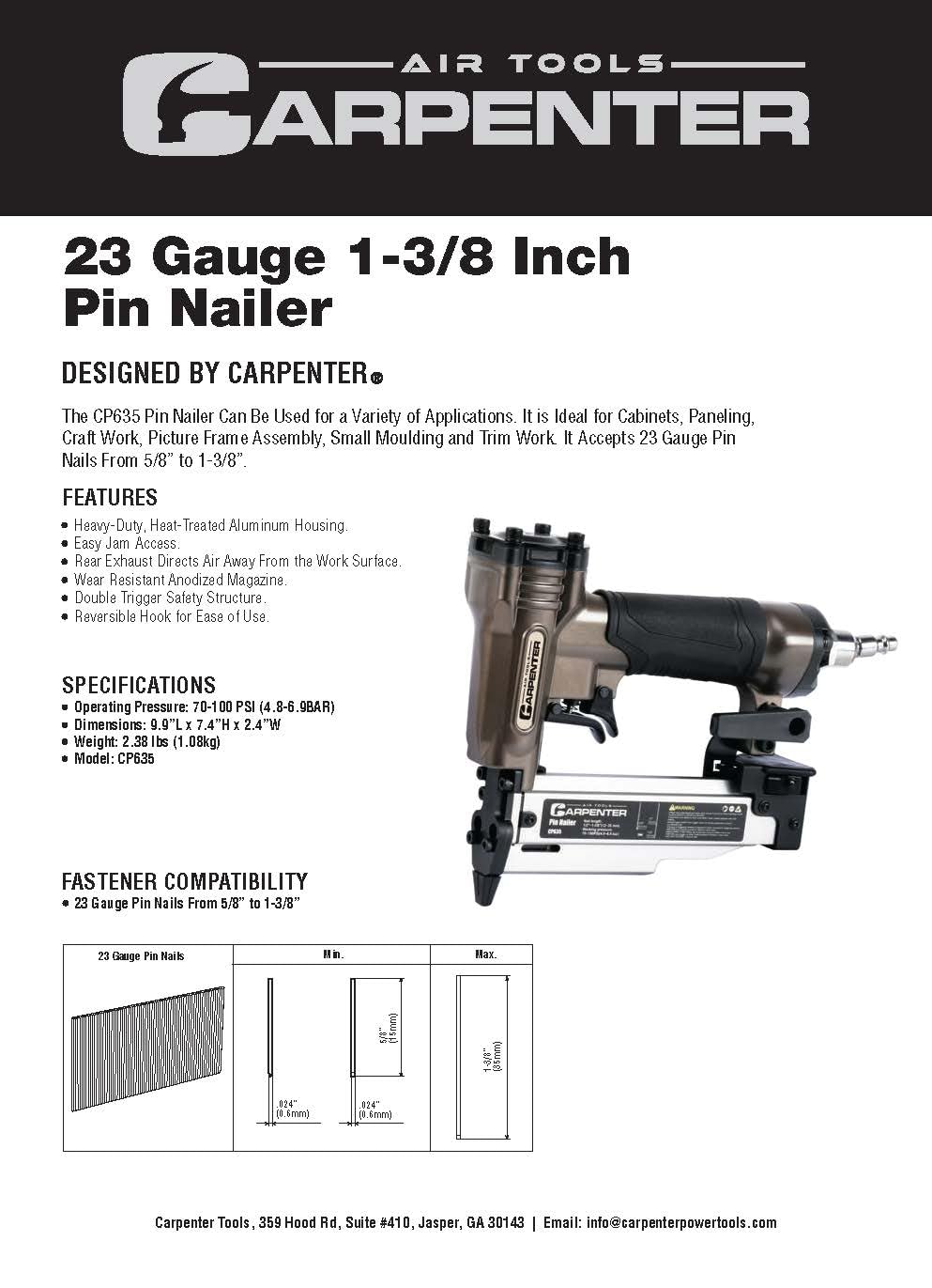 23 Gauge 1-3/8 inch Pin Nailer B373260