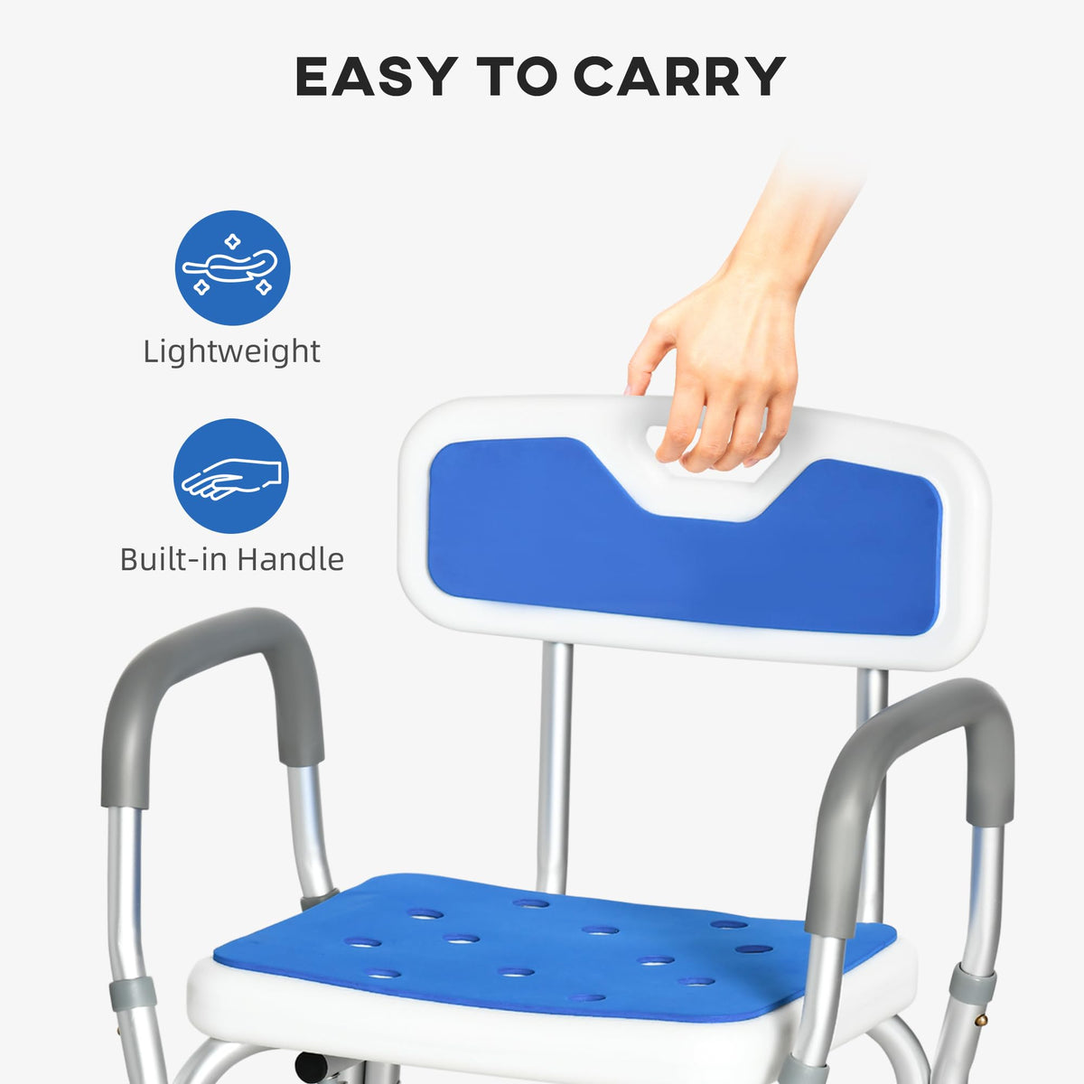 Padded Shower Chair with Arms and Back V645542