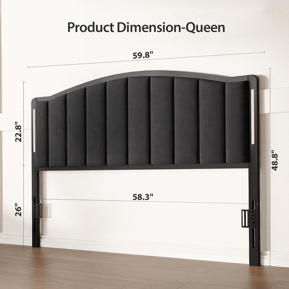 Upholstered Tufting Headboard Queen Size with Lights U5267