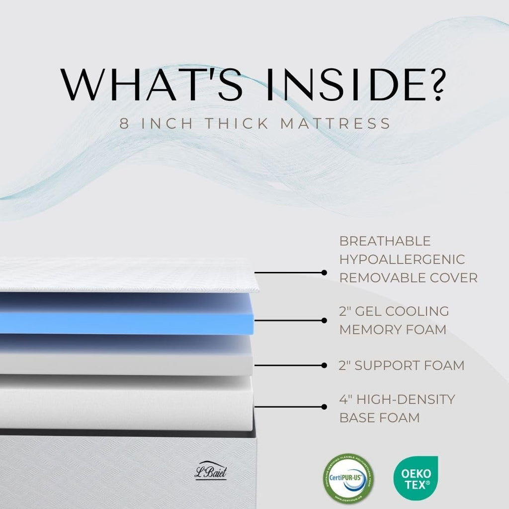 8 Inch Gel Memory Foam Twin Size Mattress X79611