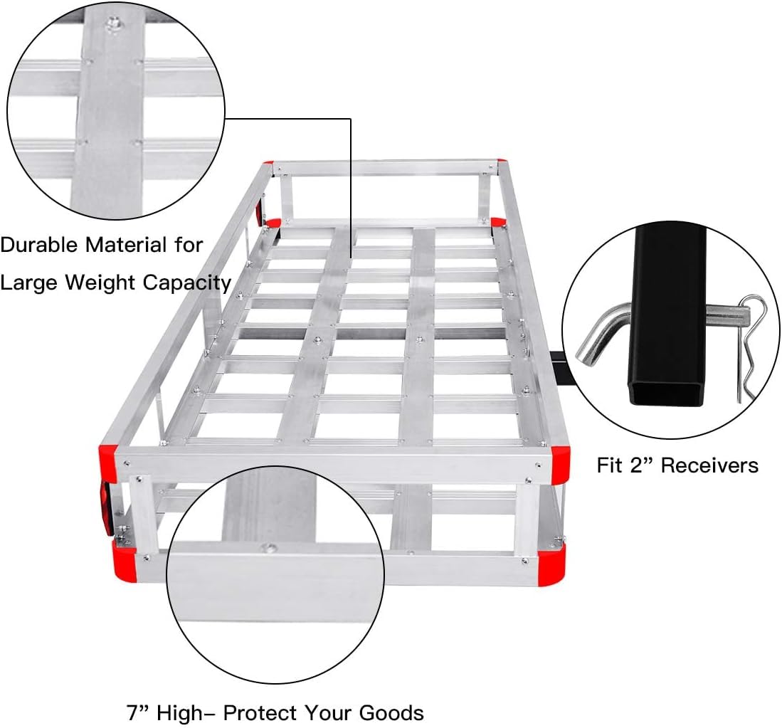 500lb Capacity Aluminum Hitch Cargo Carrier with Ramp Q33927