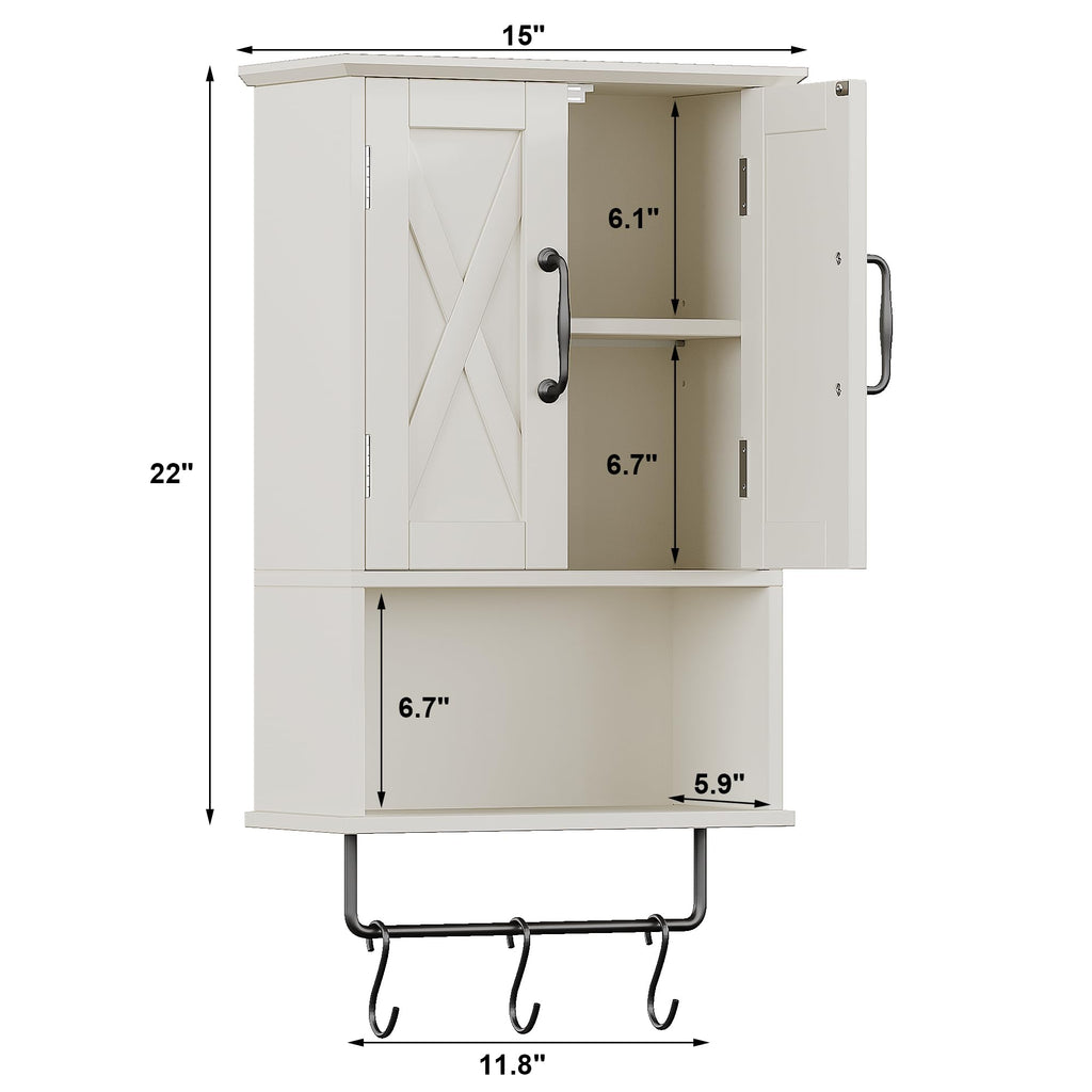 Small Medicine Cabinet with Towel Bar and 3 Hooks T9833