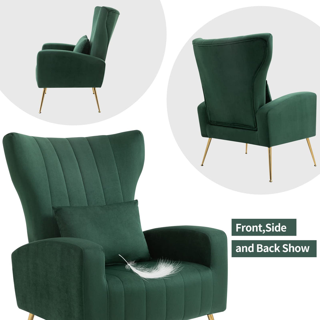 Velvet Accent Chairs Set of 2 Green U675