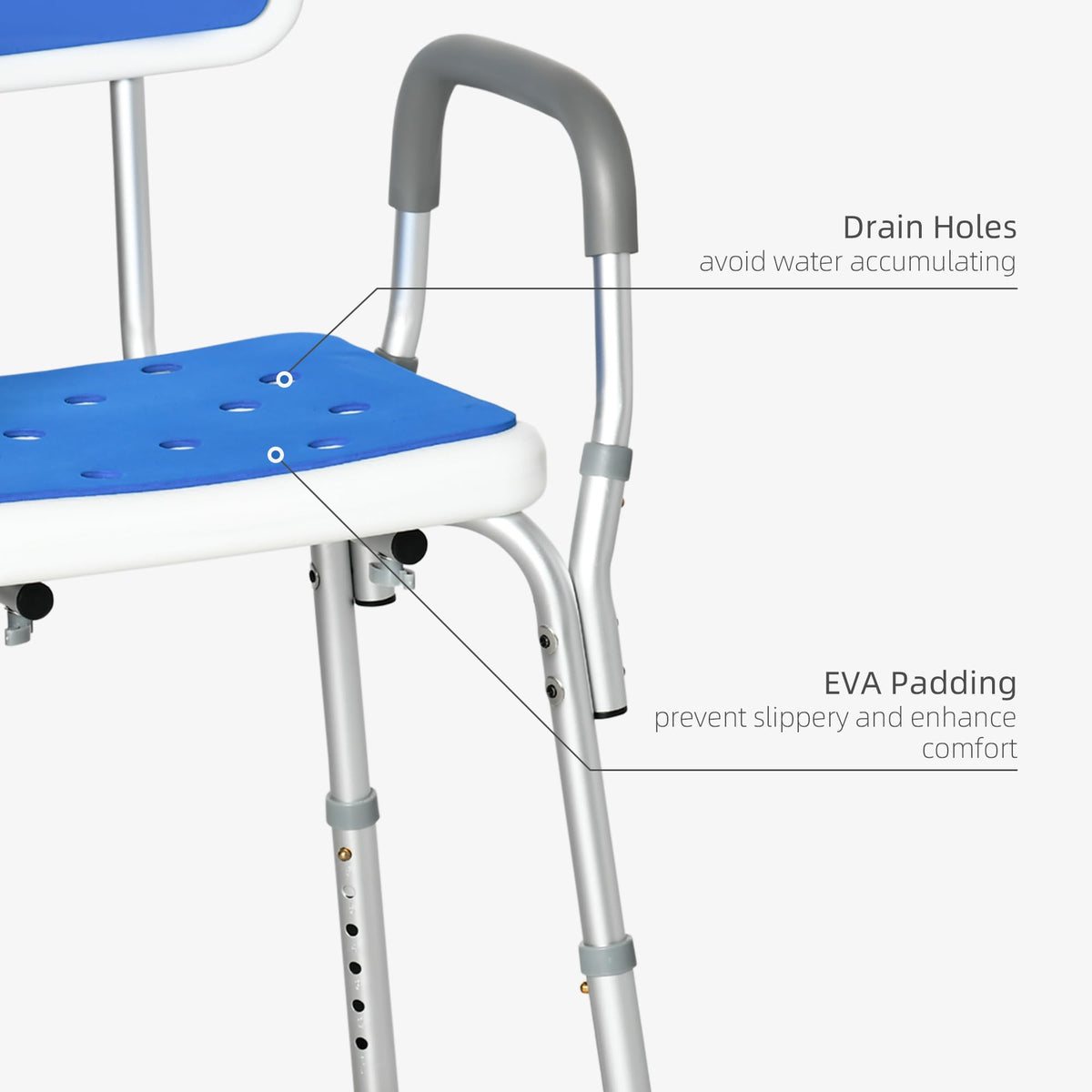Padded Shower Chair with Arms and Back V645542