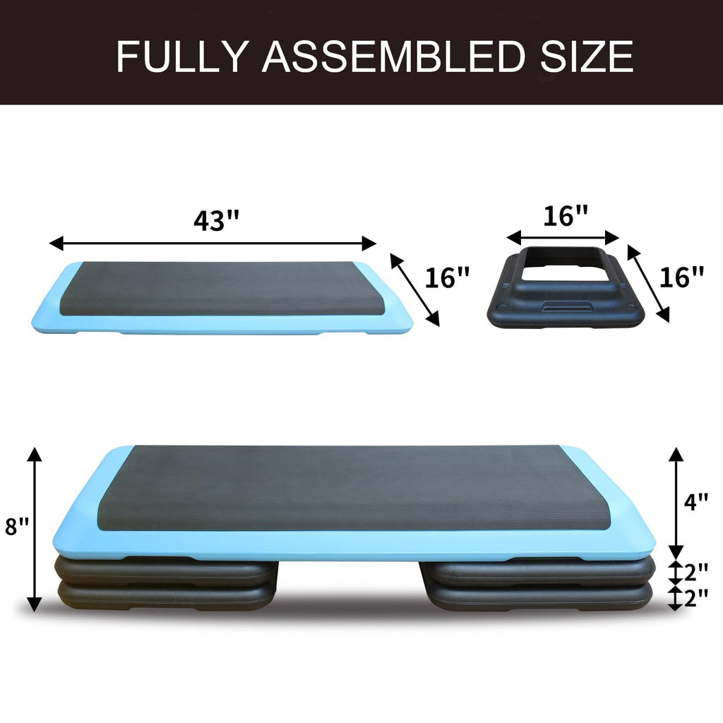 43'' Height-Adjustable Aerobic Stepper with 4 Detachable Risers H5228