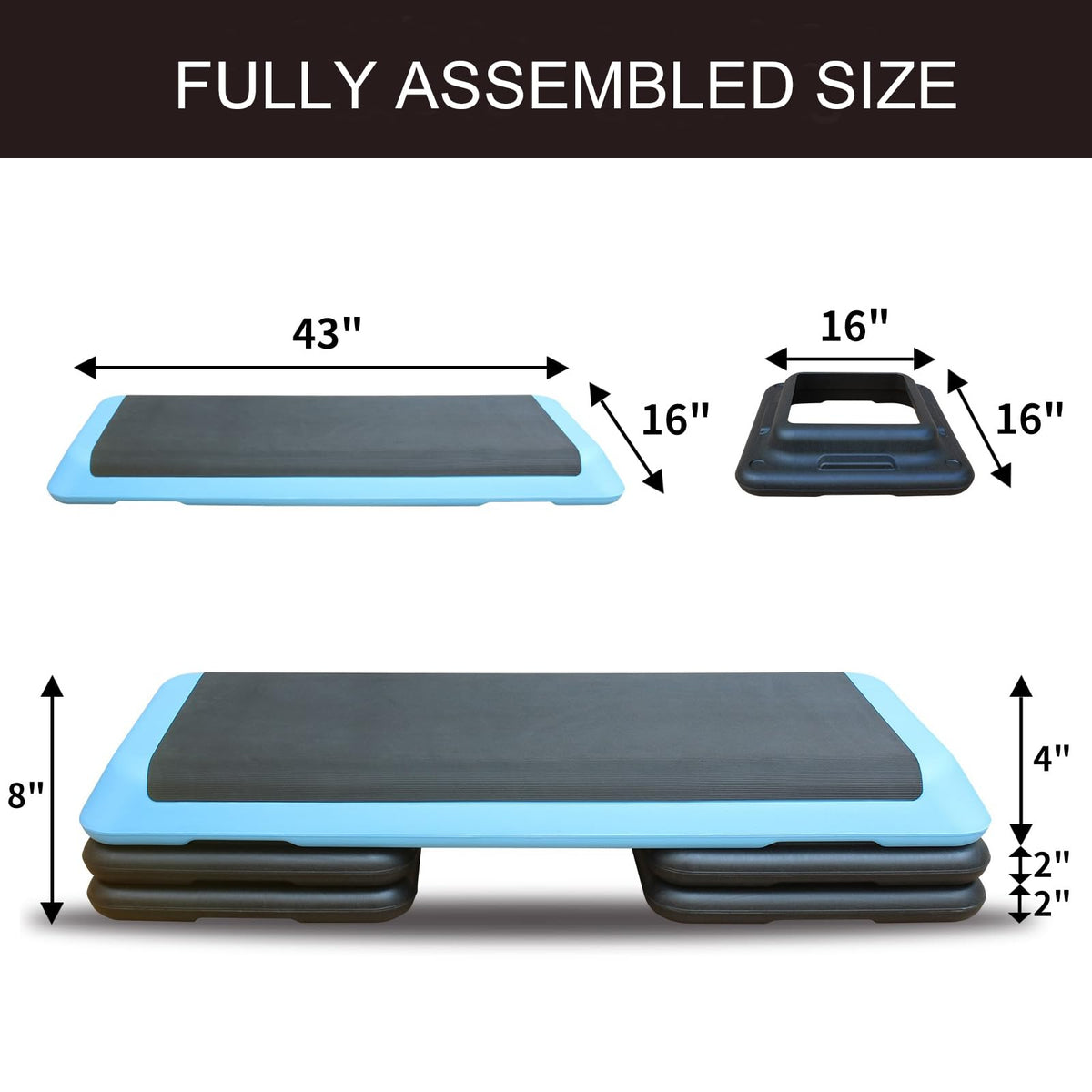 43'' Height-Adjustable Aerobic Stepper with 4 Detachable Risers H5228
