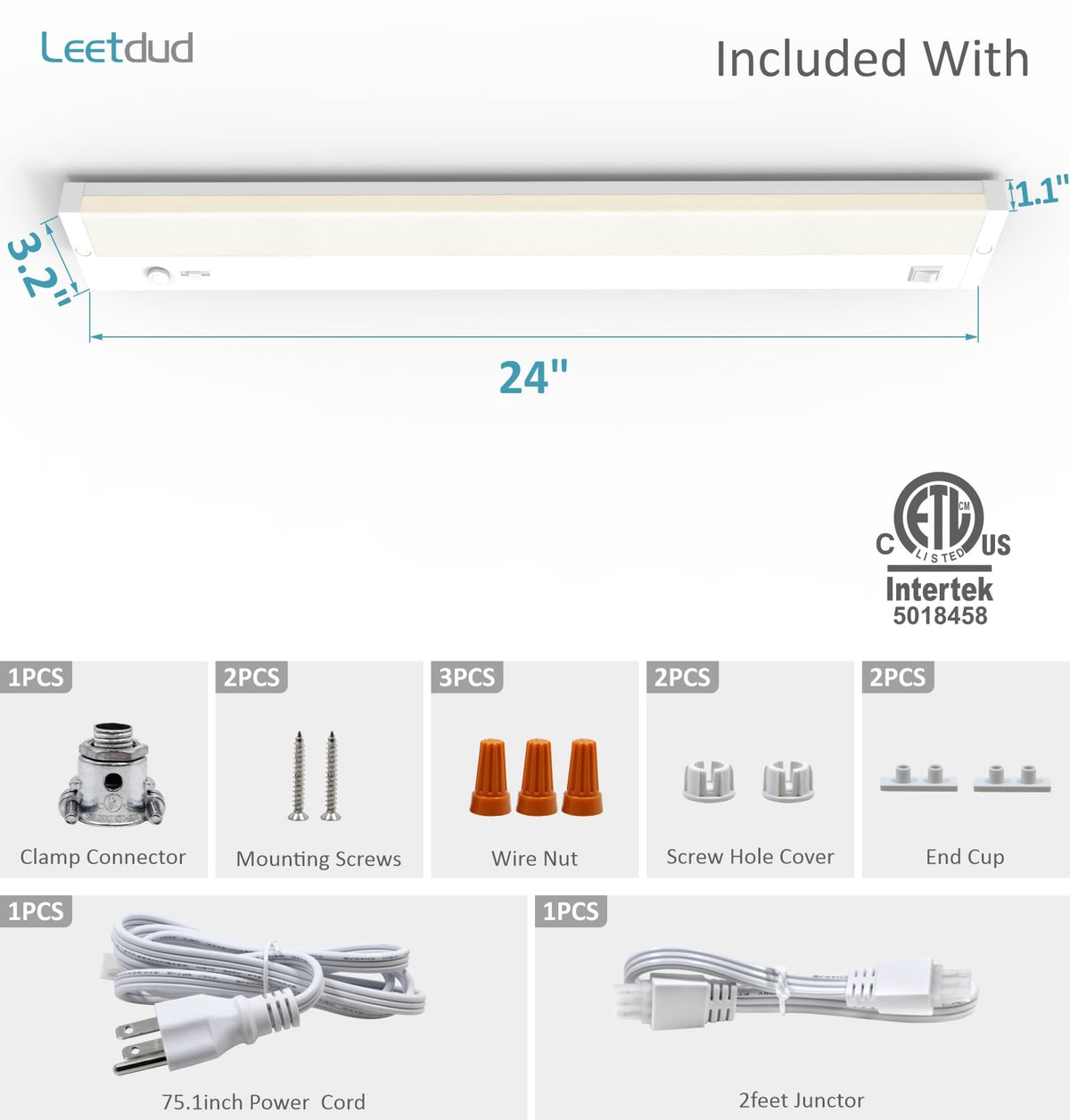 24 Inch 12W Dimmable LED Under Cabinet Light G233