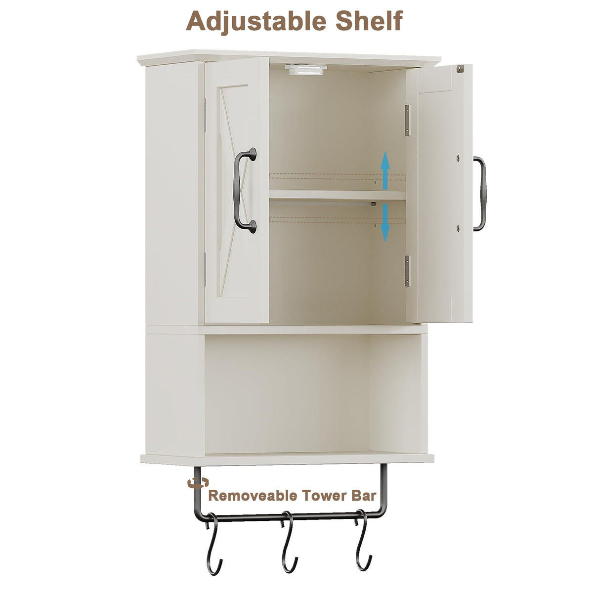Small Medicine Cabinet with Towel Bar and 3 Hooks T9833