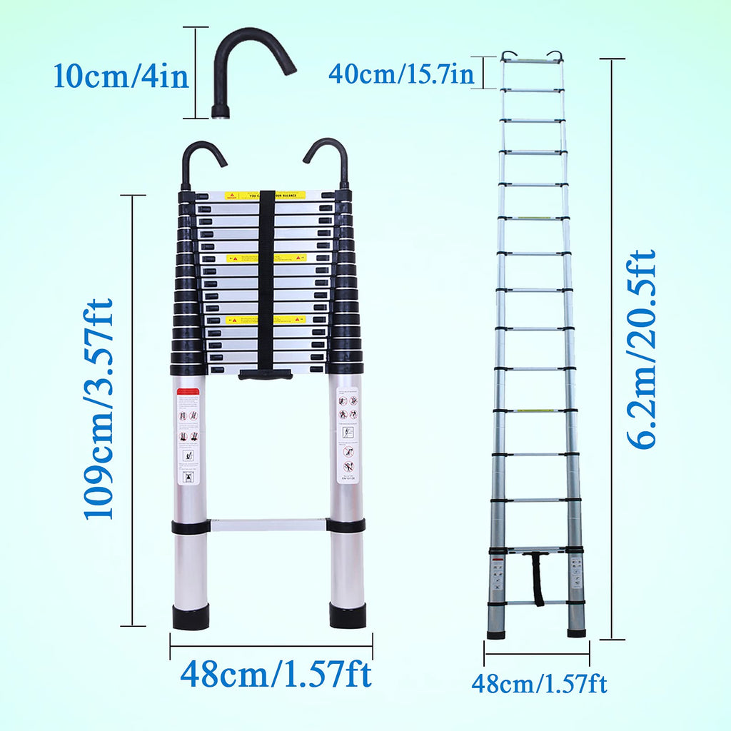 20.5FT Aluminum Telescoping Ladder 330lb Z8617