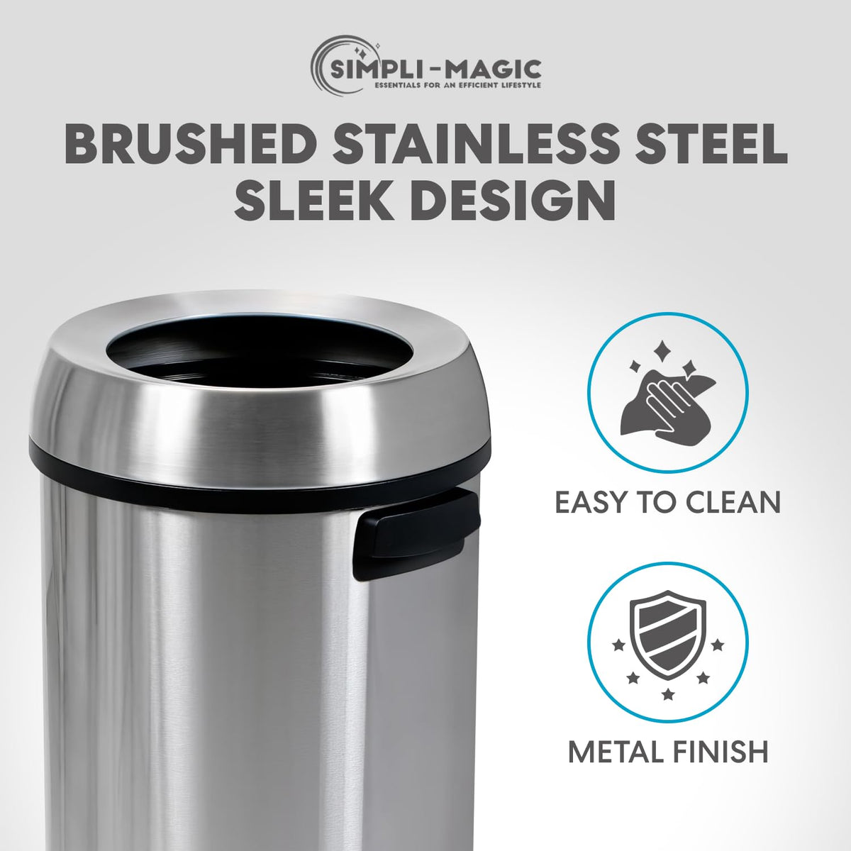 65 Liter Open Top Stainless Steel Trash Can E1766