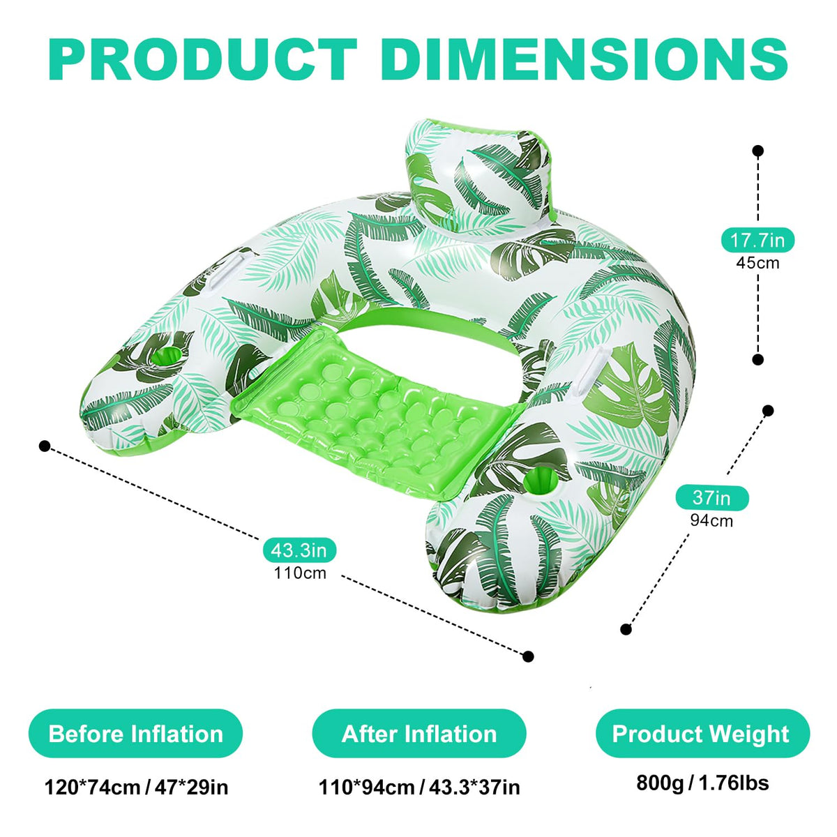 2 Pack Inflatable Pool Float Chair with Cup Holder Z11063
