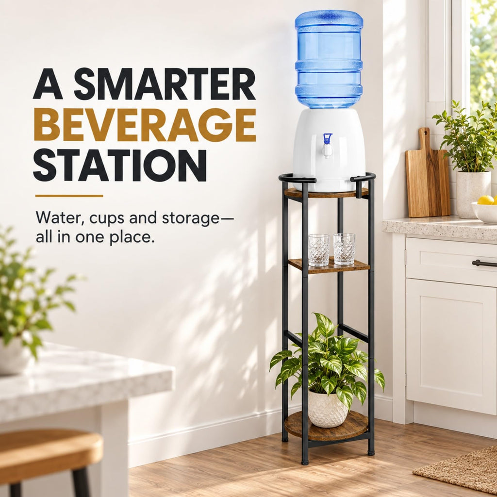 Wood 5 Gallon Water Dispenser Stand with Storage Shelf V55629