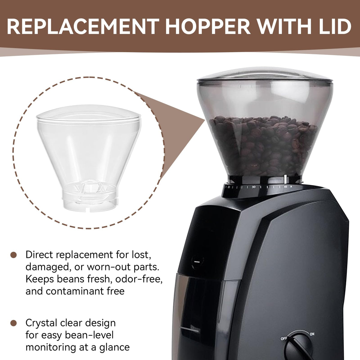 Hopper with Lid for Coffee Grinders Q384