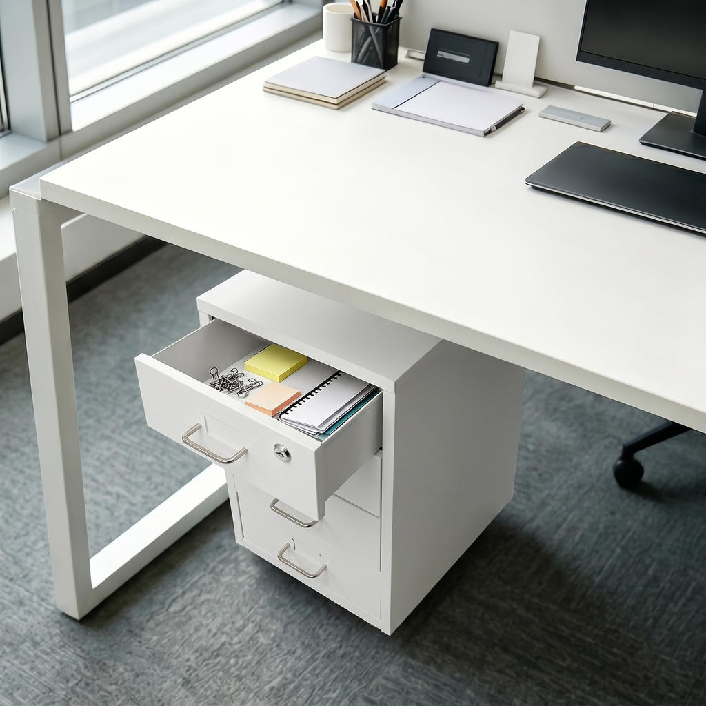 White 4-Drawer Mobile File Cabinet with Lock N6870