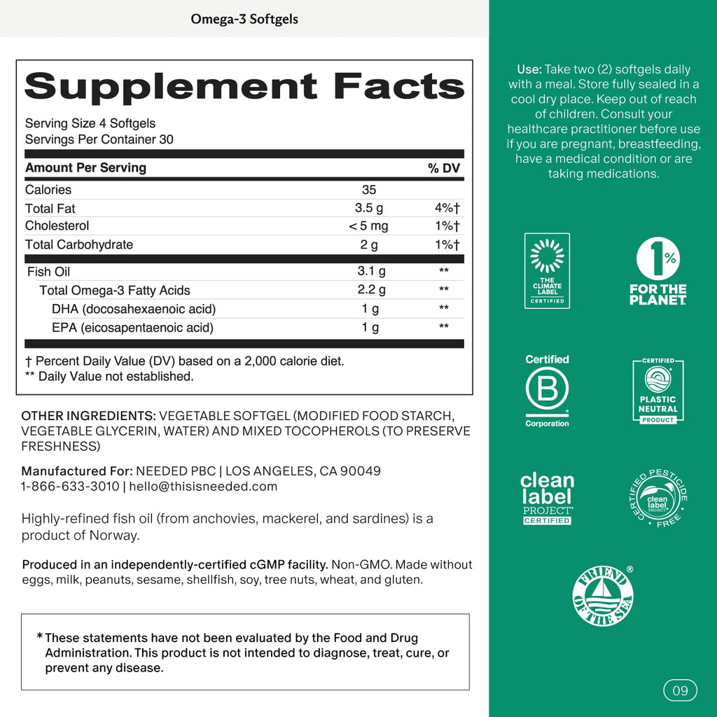 Prenatal Omega-3 Fish Oil 1000mg DHA 1000mg EPA Gelatin-Free Softgel N5527