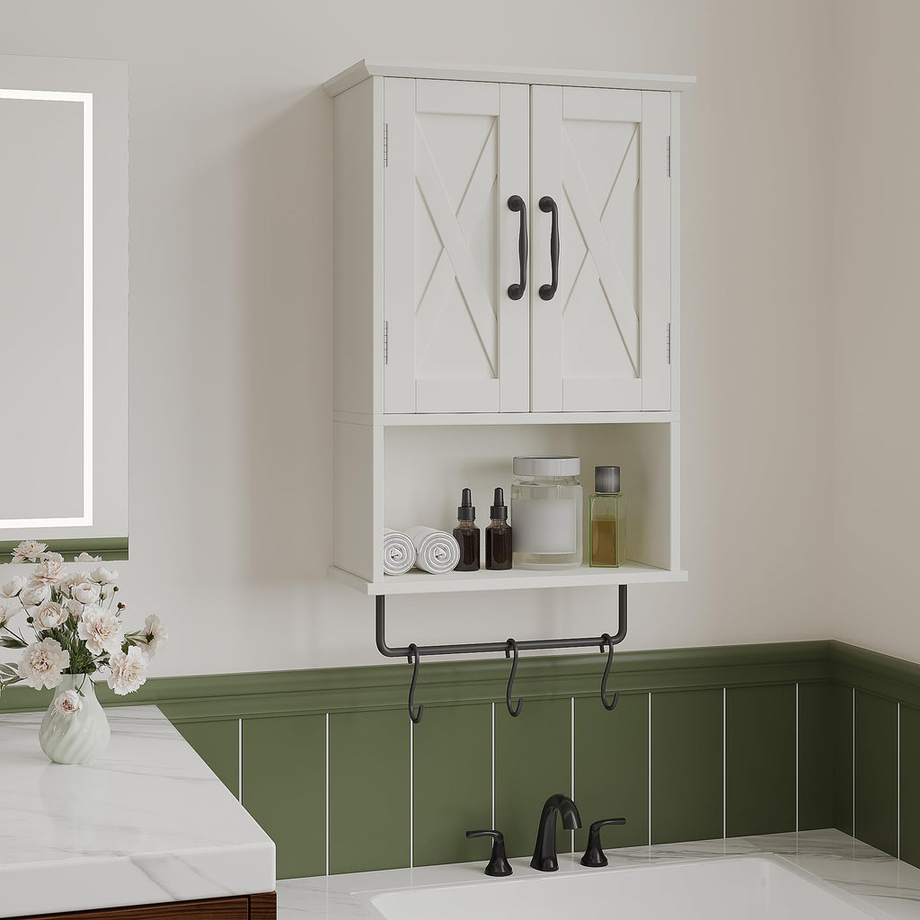 Small Medicine Cabinet with Towel Bar and 3 Hooks T9833