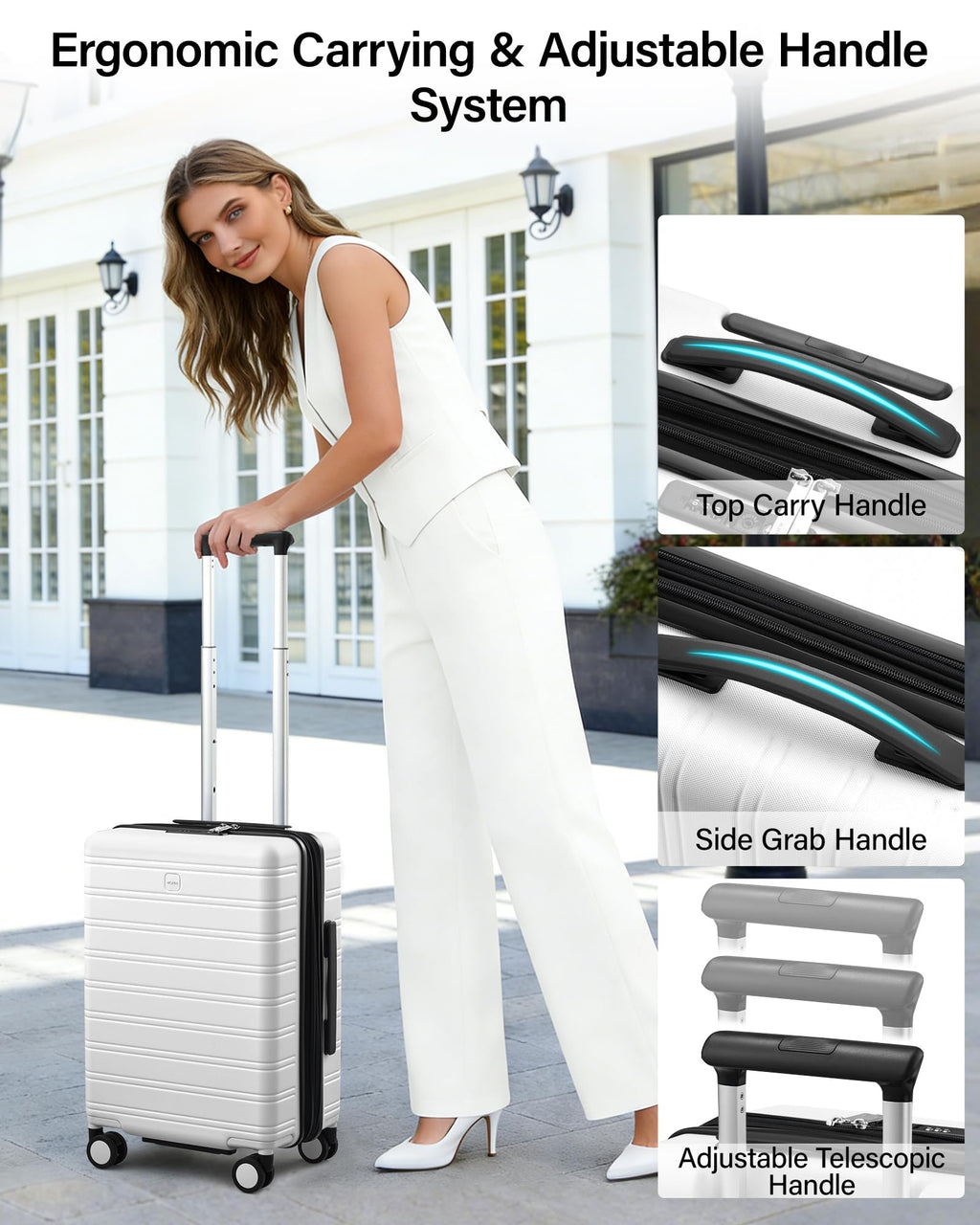 20-Inch Hardside Expandable Carry-On Luggage Suitcase, White G161