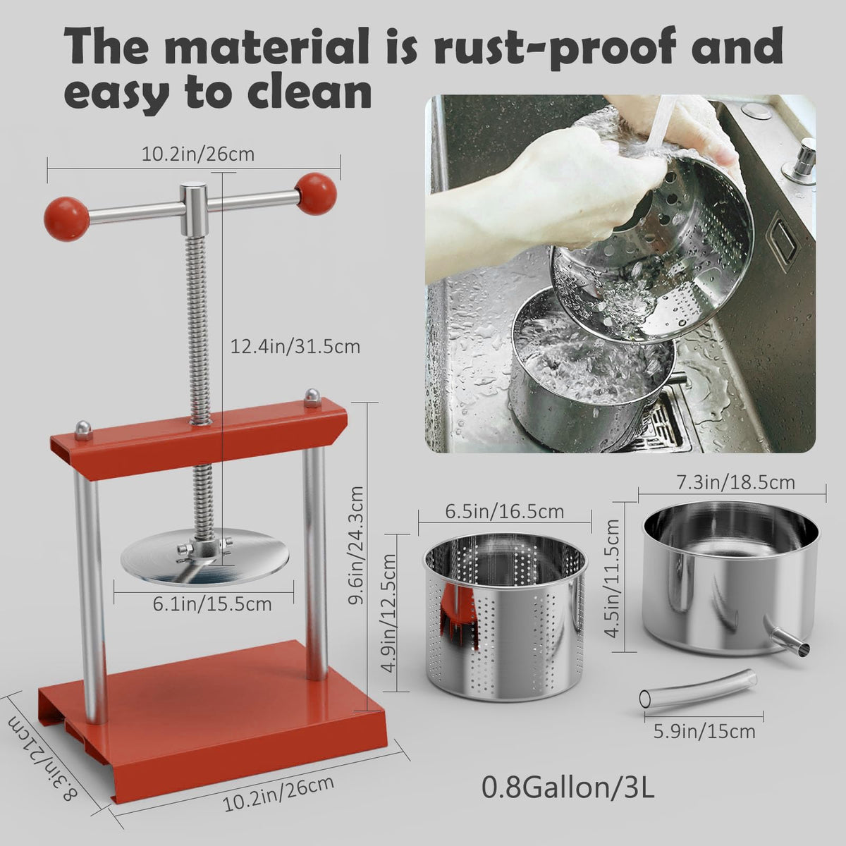 0.8 Gallon Stainless Steel Manual Press A9153