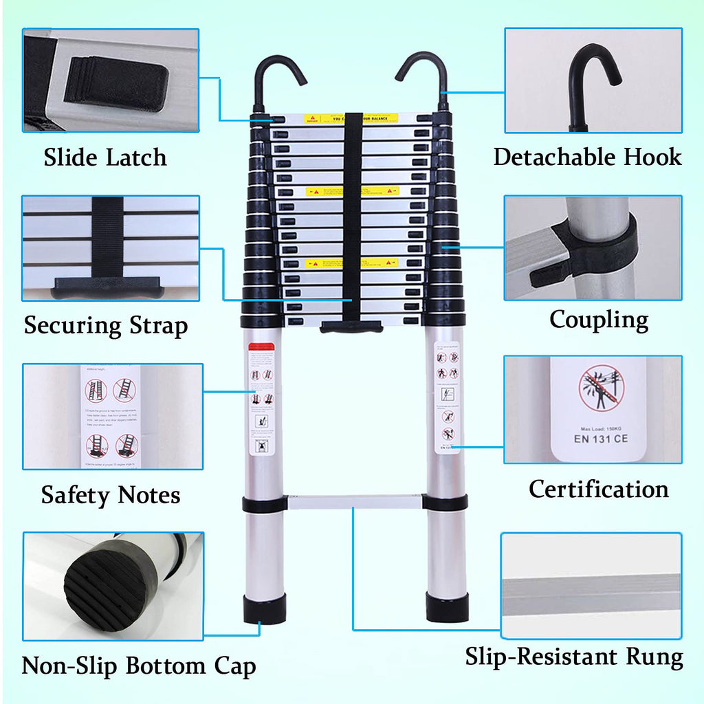 20.5FT Aluminum Telescoping Ladder 330lb Z8617