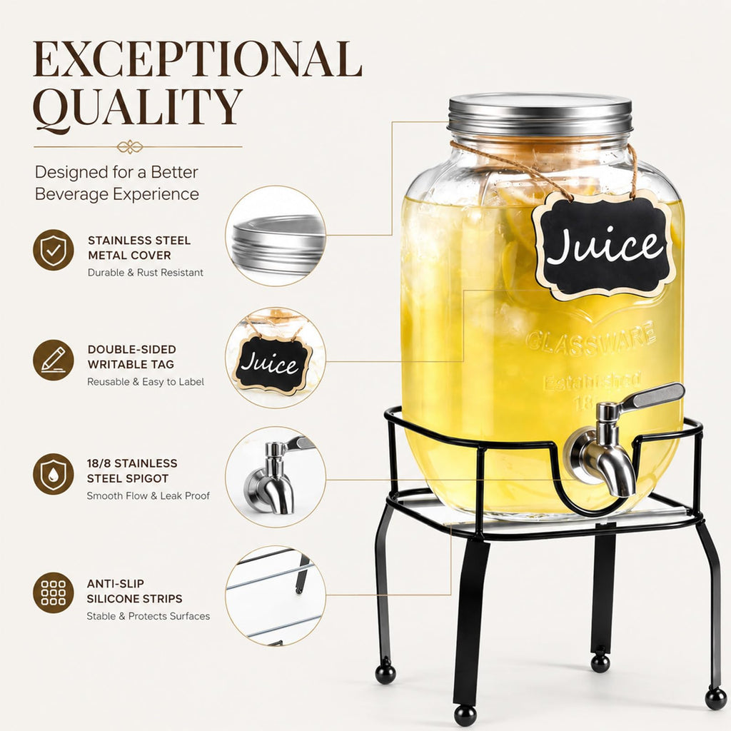 1 Gallon Glass Drink Dispensers with Spigot D26926