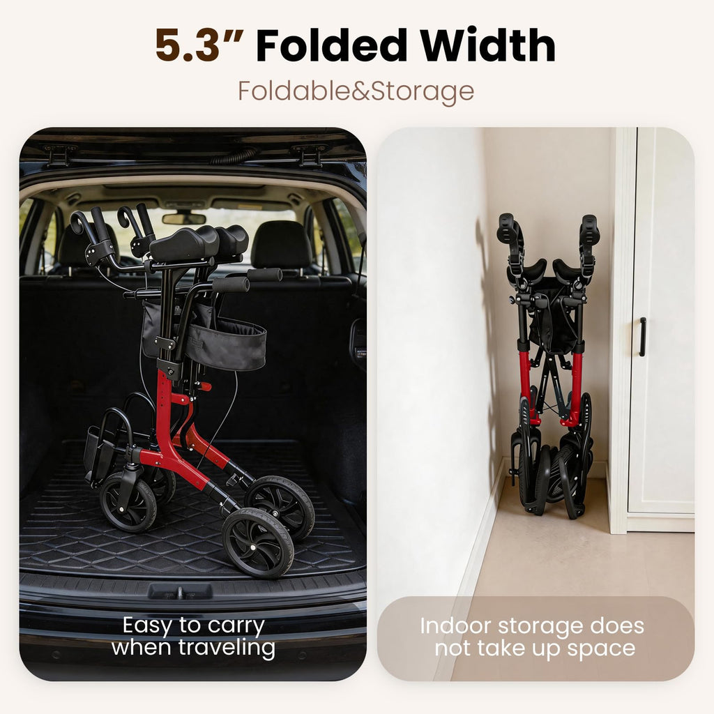Foldable Lightweight Upright Walker with Seat Armrest Pedal E146