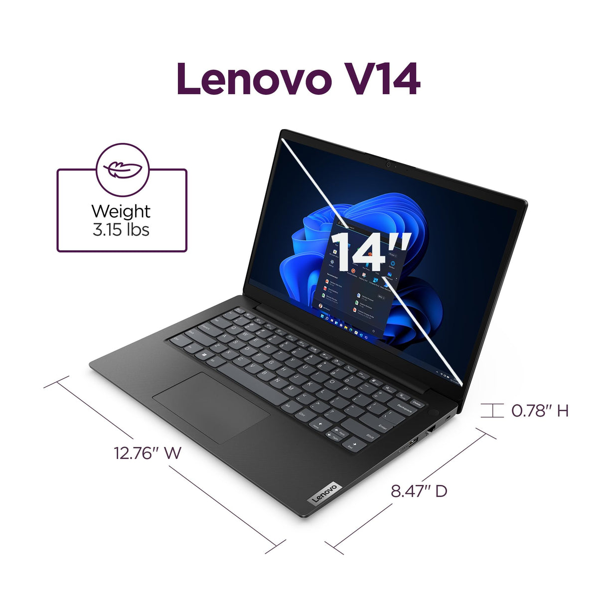 14" Laptop Intel Core i7 8GB RAM 256GB Storage Windows 11 Home T17597