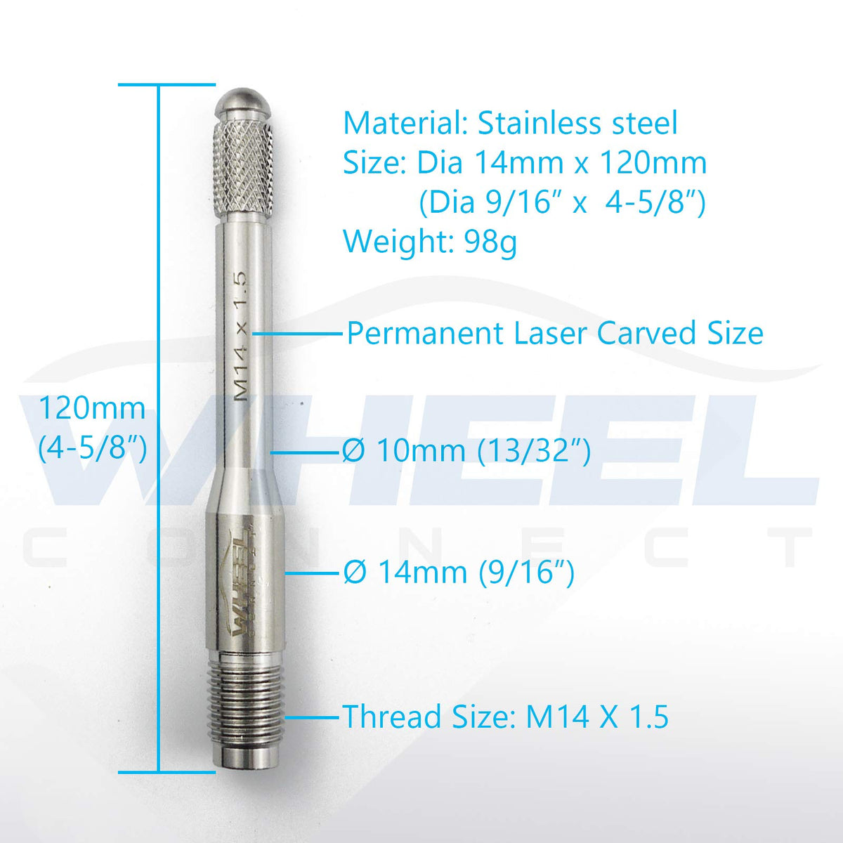 M14X1.5 Stainless Steel Wheel Alignment Pin O536194