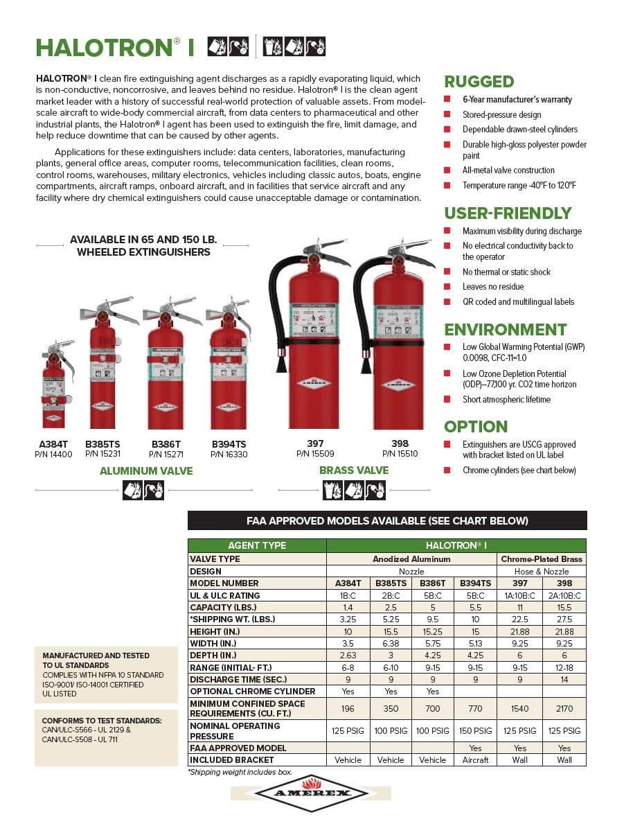 2.5 lbs Halotron I Fire Extinguisher with Aviation Bracket V913