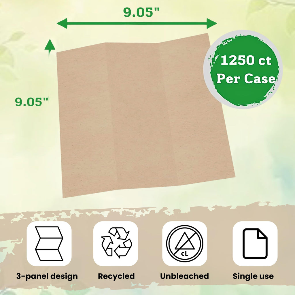 Brown Organic Unbleached Z-Fold Paper Towels 1250ct V259065
