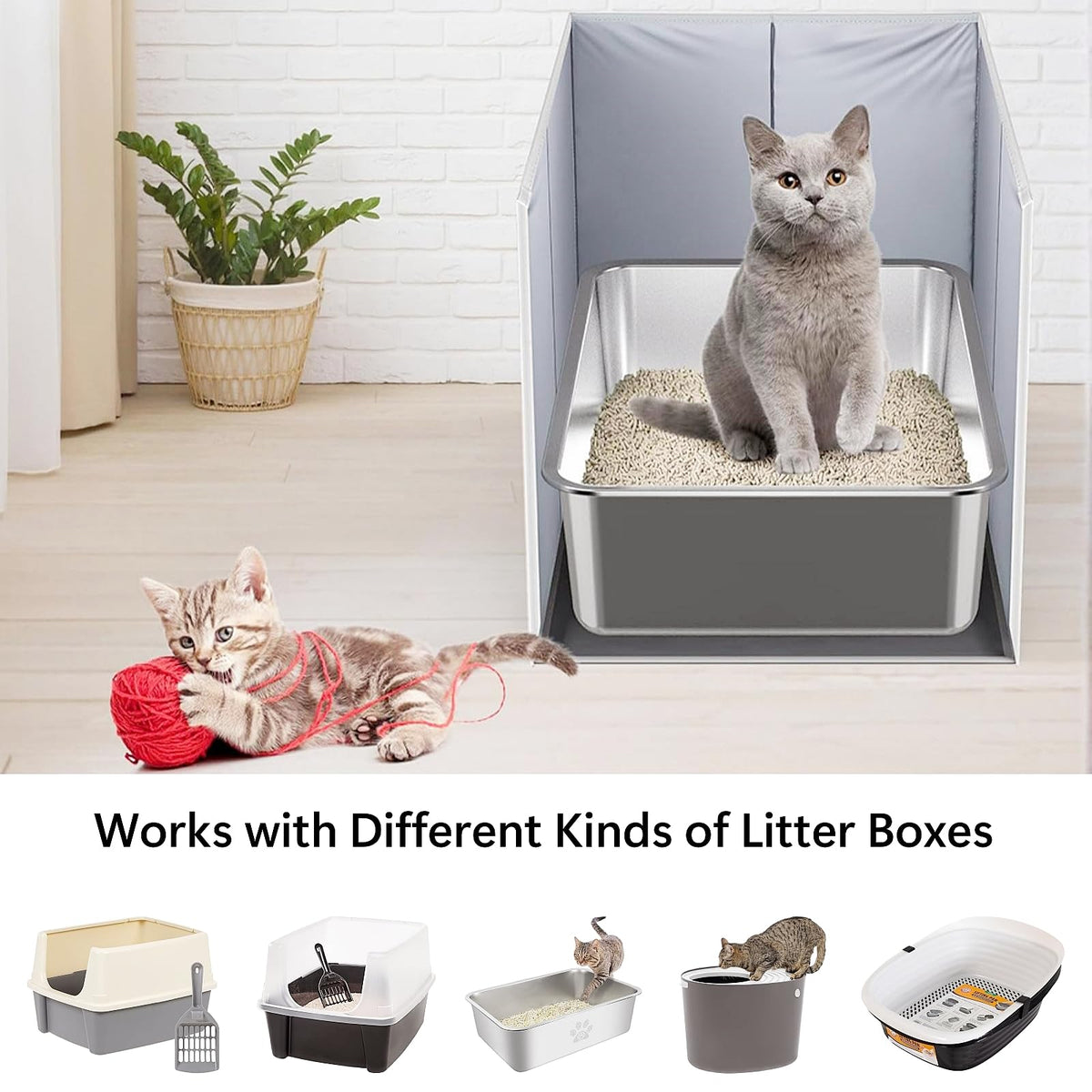 Extra Large Open Top High Sided Cat Litter Box Enclosure V884