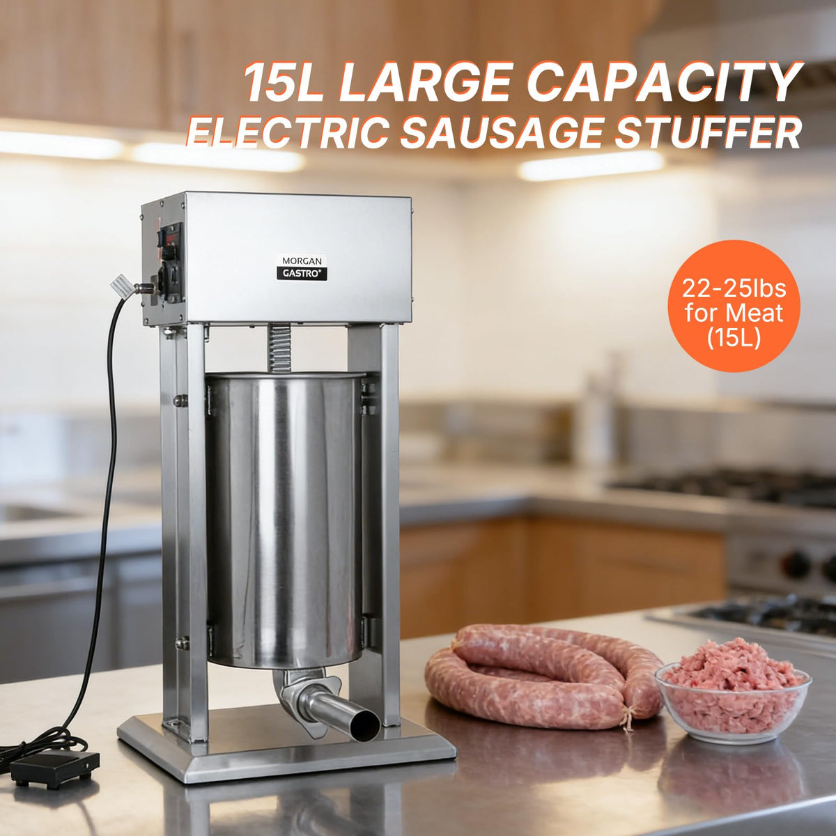 15L Stainless Steel Electric Sausage Stuffer U624939