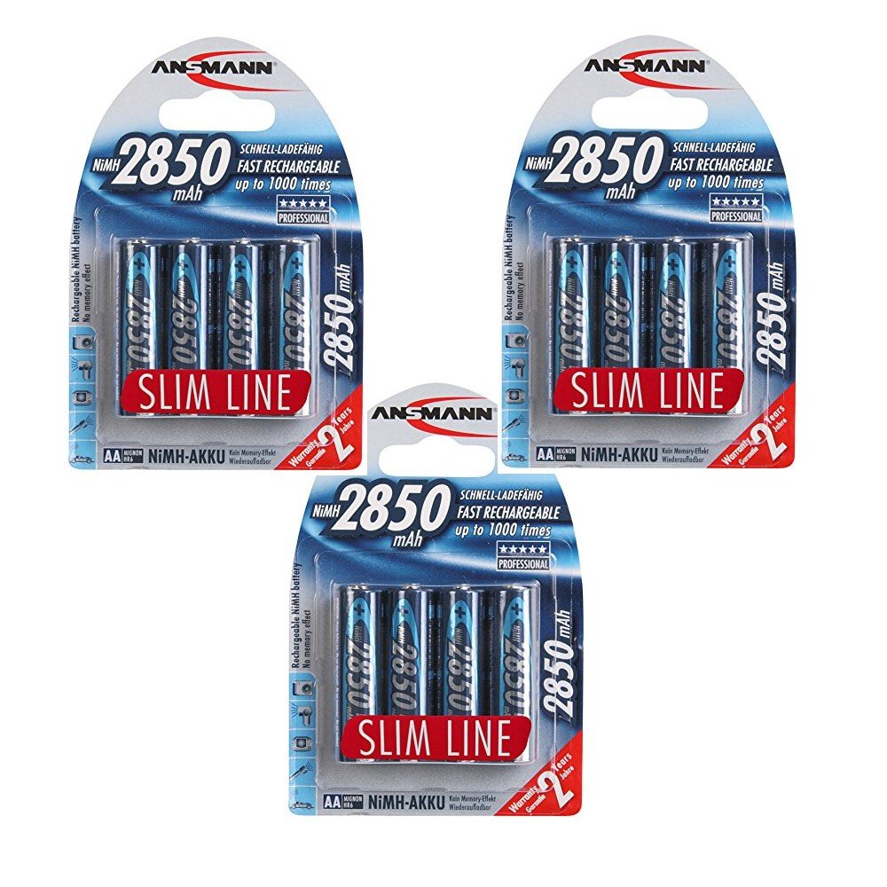 Rechargeable AA 2850 mAh NiMH Batteries 12 Pack H212