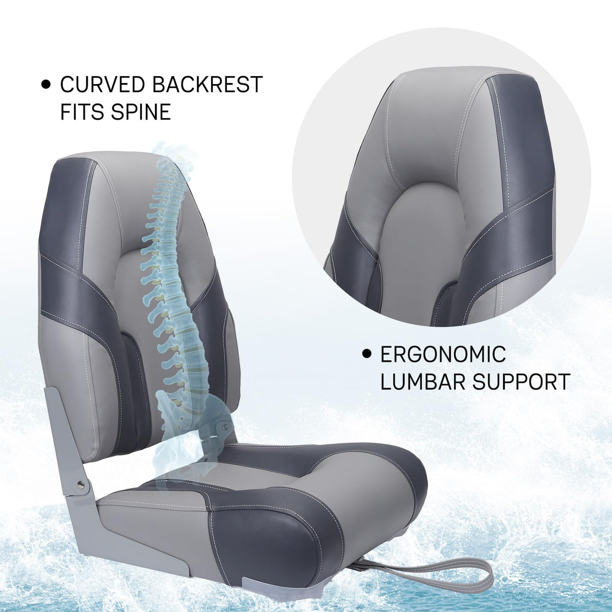 2 Pack High Back Folding Boat Seats R12013