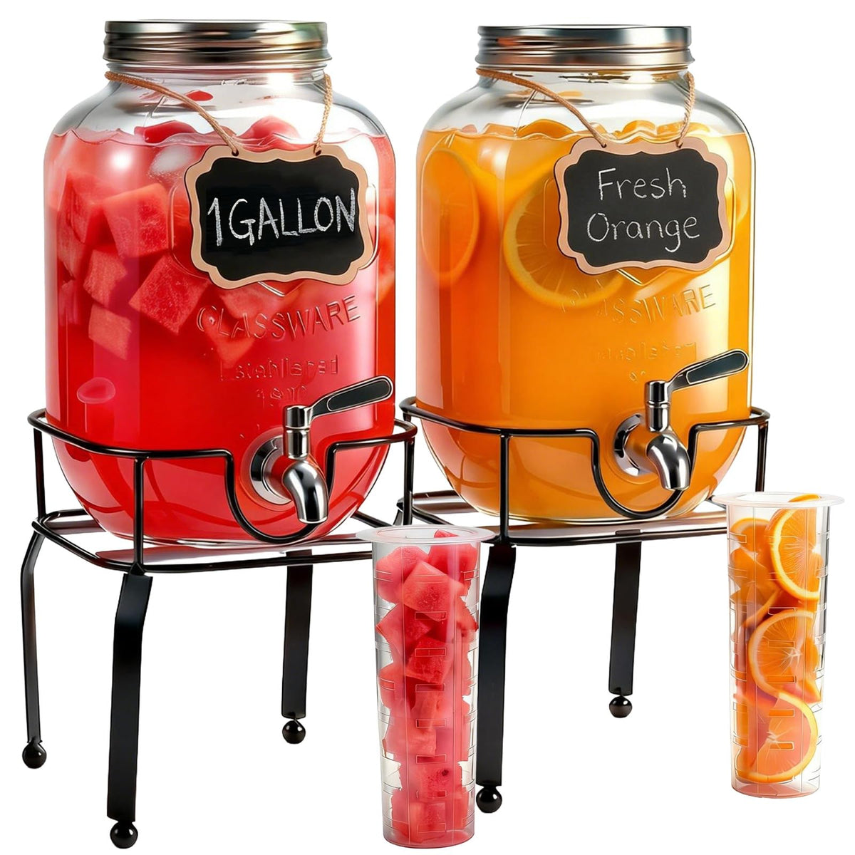 1 Gallon Glass Drink Dispensers with Spigot D26926