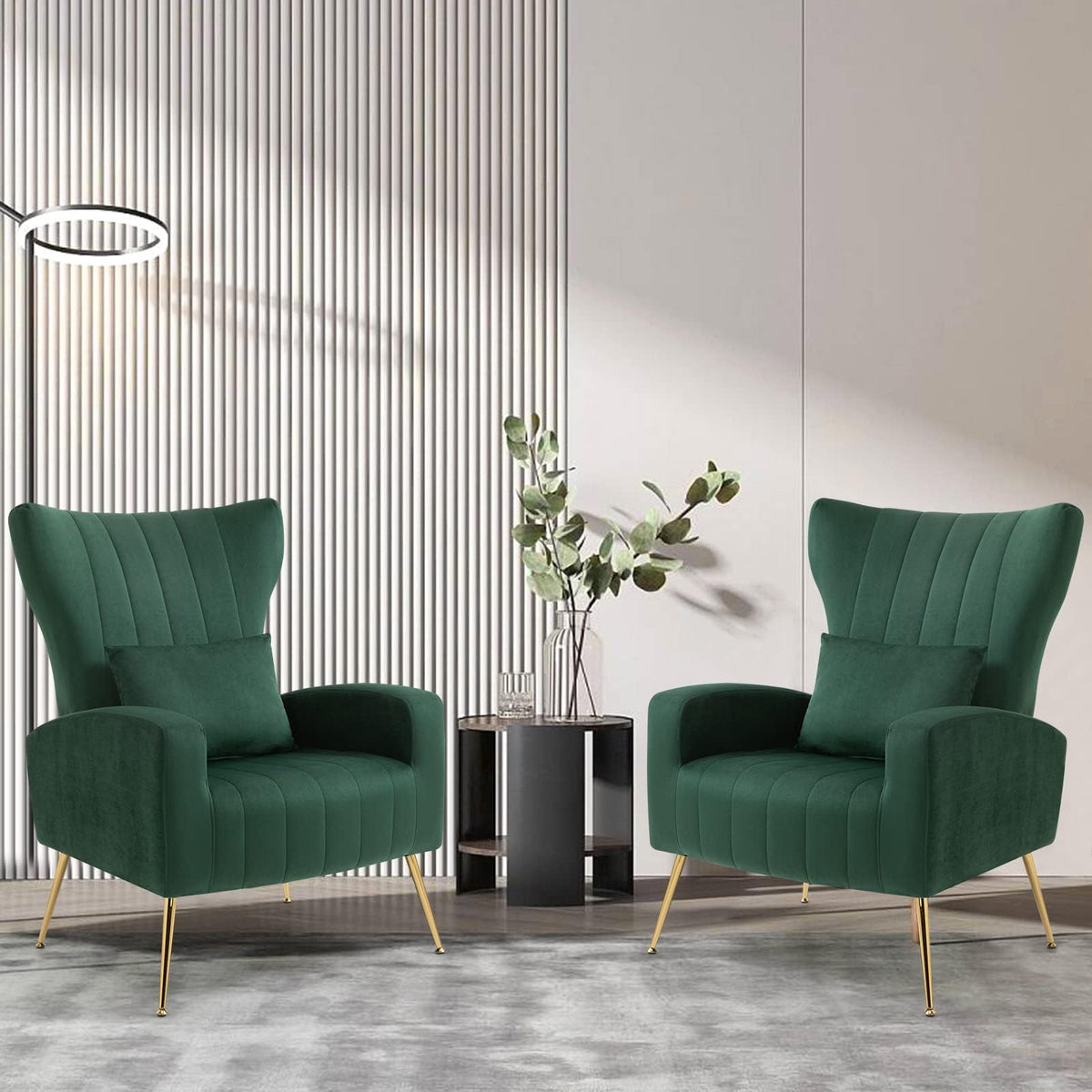 Velvet Accent Chairs Set of 2 Green U675